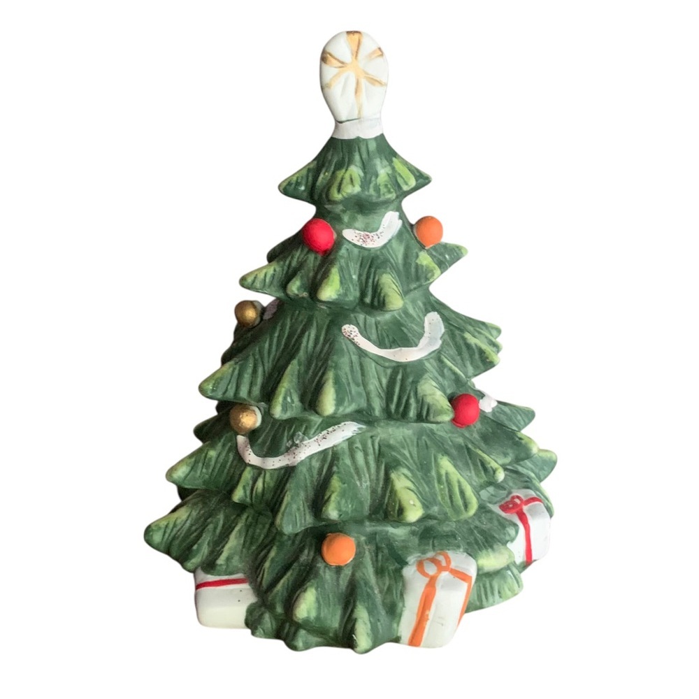 Vintage Mann 80’s Musical Christmas Tree Jingle Bells 7” Tall Shelf Sitter